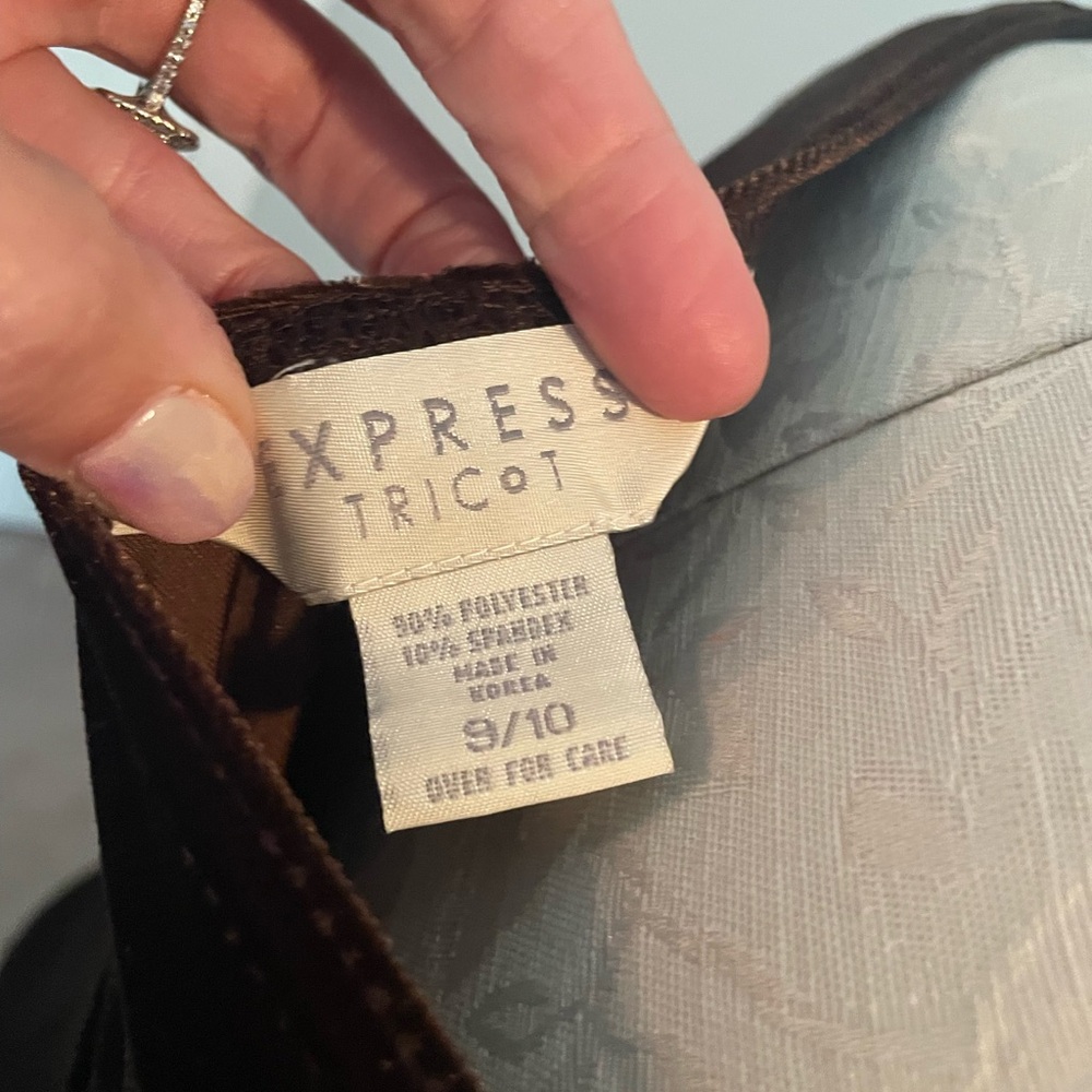 Express Tricot Vintage (80’s) Brown Velvet Dress - Picture 3 of 5